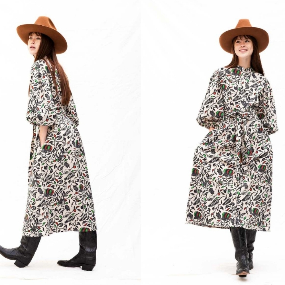 Love the Label Lola Midi Dress Willow Black Print Size Large